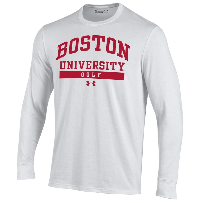 T-shirt de golf à manches longues Under Armour Boston University Performance pour homme, blanc