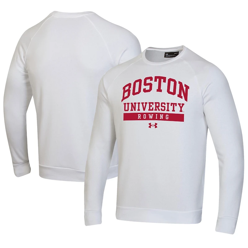 Men's Under Armour White Boston University Rowing All Day Fleece Pullover Sweatshirt