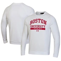 Men's Under Armour White Boston University Rowing All Day Fleece Pullover Sweatshirt