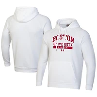 Sweat à capuche en polaire blanc Under Armour Boston University Soccer All Day pour homme