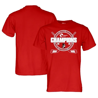 Unisex Blue 84 Scarlet  Boston University Terriers 2025 Hockey East Women's Tournament Champions T-Shirt