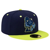Casquette ajustée 59FIFTY New Era bleu marine Bowling Green Hot Rods Theme Night Cavemen pour hommes