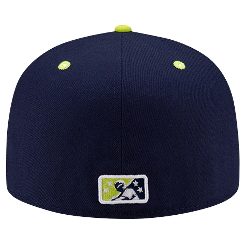 Casquette ajustée 59FIFTY New Era bleu marine Bowling Green Hot Rods Theme Night Cavemen pour hommes