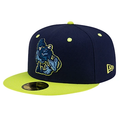 Casquette ajustée 59FIFTY New Era bleu marine Bowling Green Hot Rods Theme Night Cavemen pour hommes