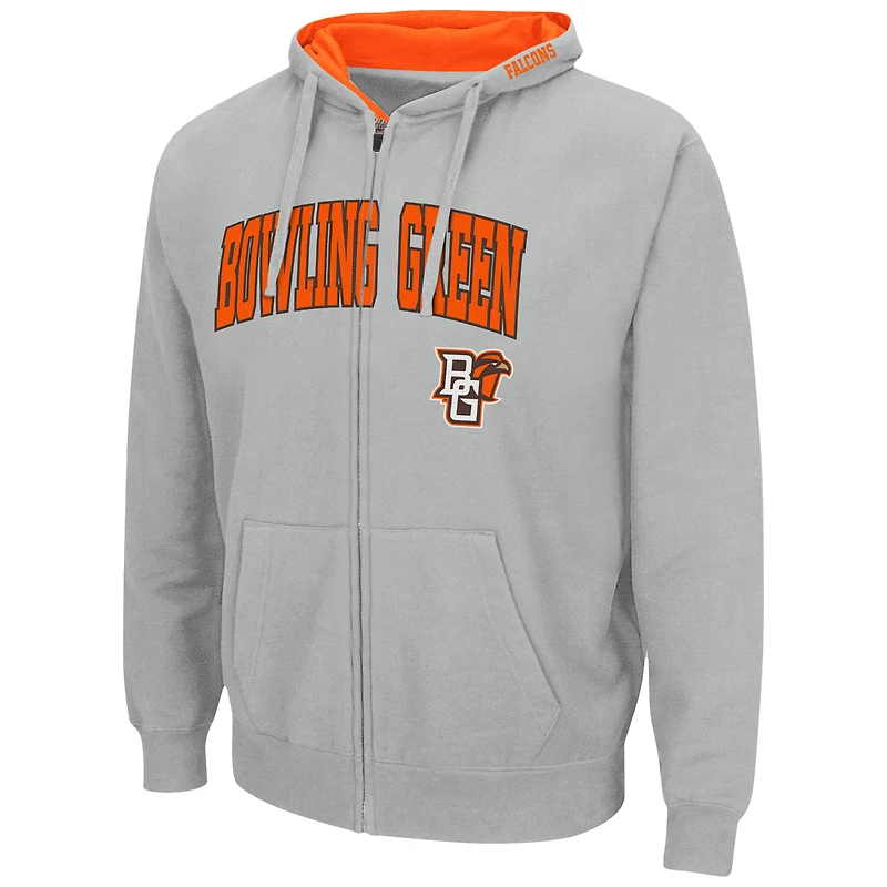 Sweat à capuche zippé Colosseum Gray Bowling Green St. Falcons Arch & Logo 3.0 pour homme