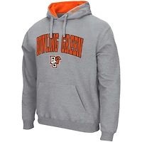 Men's Colosseum Heather Gray Bowling Green St. Falcons Arch & Logo 3.0 Pullover Hoodie