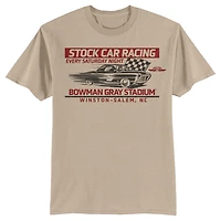 T-shirt à damier pour homme, motif sport, beige, Bowman Gray Stadium Clash Every Saturday Night