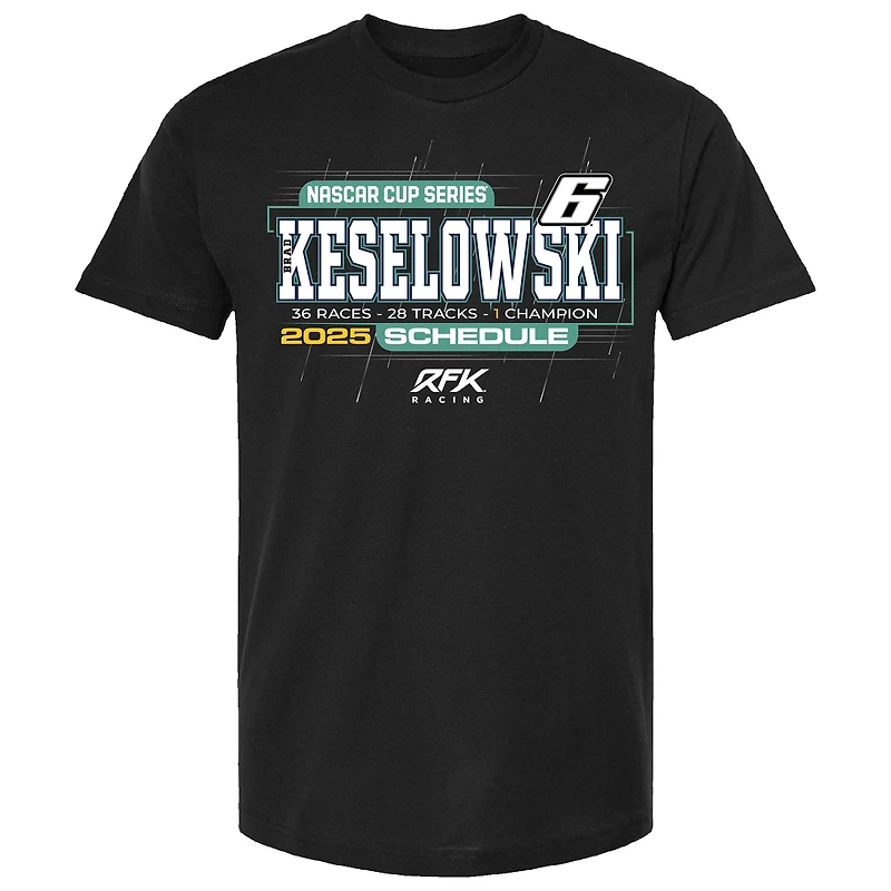 Men's Checkered Flag Sports Black Brad Keselowski 2025 NASCAR Cup Series Schedule T-Shirt