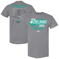 T-shirt à damier pour homme, motif sport, anthracite chiné, Brad Keselowski, calendrier NASCAR 2026