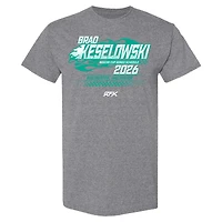 T-shirt à damier pour homme, motif sport, anthracite chiné, Brad Keselowski, calendrier NASCAR 2026