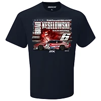 Men's Checkered Flag Sports Navy Brad Keselowski Build Submarines.com Patriotic Car T-Shirt