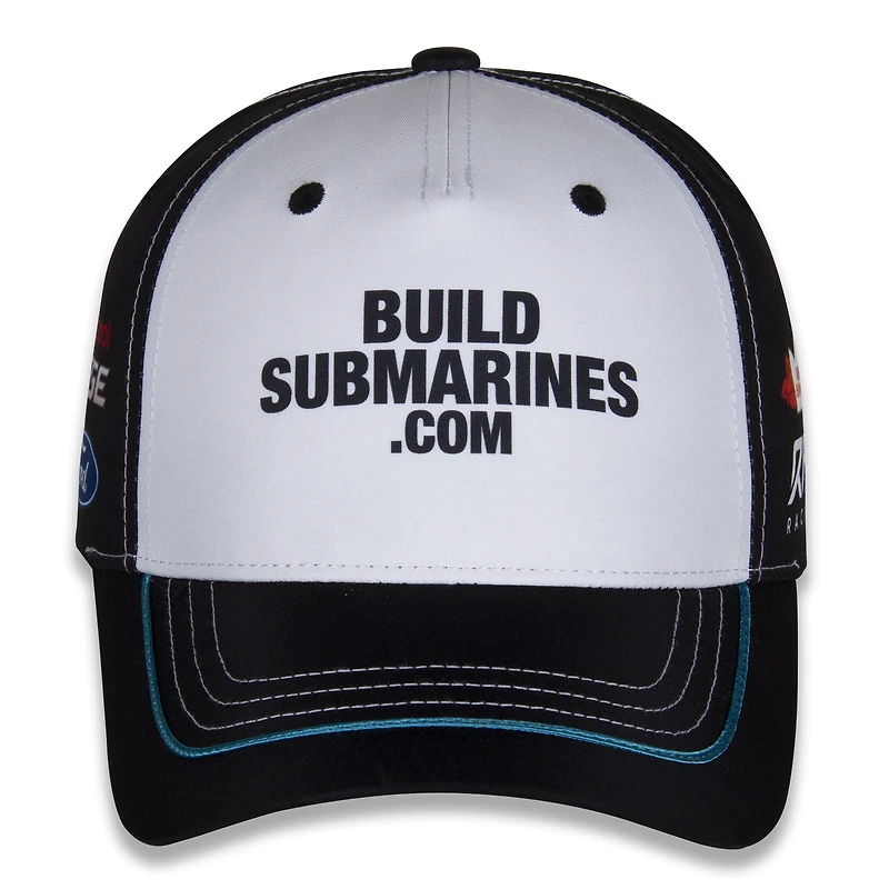 Drapeau à damier pour hommes Sports blanc/noir Brad Keselowski BuildSubmarines.com Uniforme réglable Chapeau