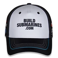 Drapeau à damier pour hommes Sports blanc/noir Brad Keselowski BuildSubmarines.com Uniforme réglable Chapeau
