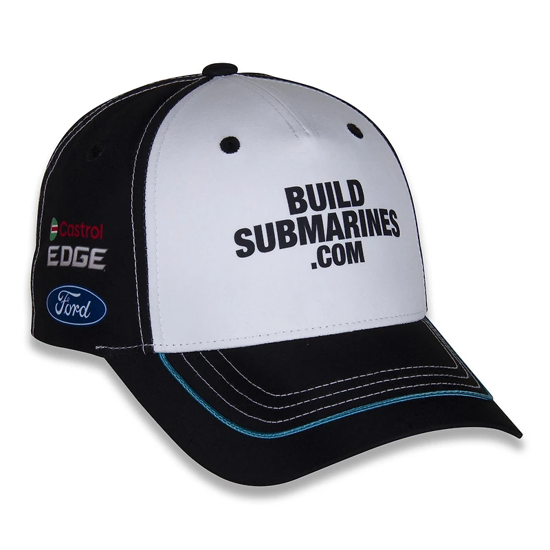 Drapeau à damier pour hommes Sports blanc/noir Brad Keselowski BuildSubmarines.com Uniforme réglable Chapeau
