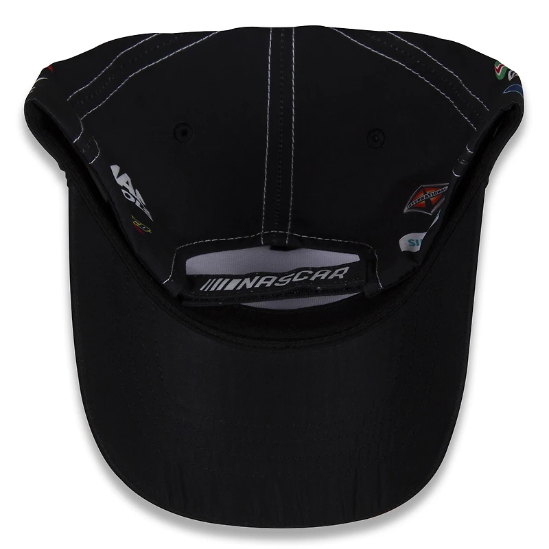 Drapeau à damier pour hommes Sports blanc/noir Brad Keselowski BuildSubmarines.com Uniforme réglable Chapeau
