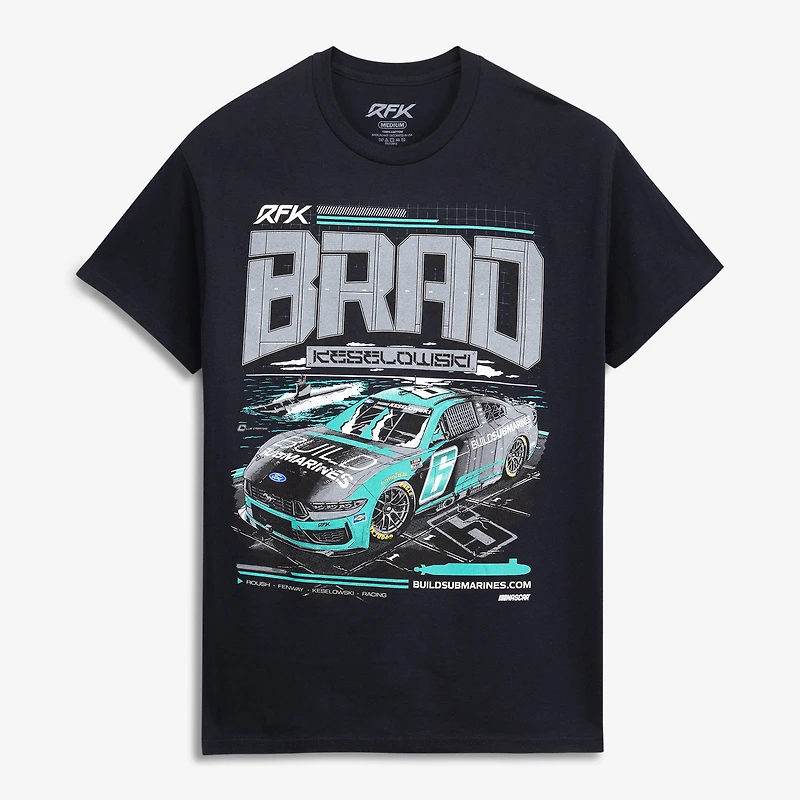 T-shirt noir classique pour homme Brad Keselowski n°6 BuildSubmarines.com