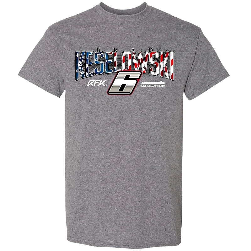Men's Heather Gray Brad Keselowski BuildSubmarines.com Patriotic Car T-Shirt