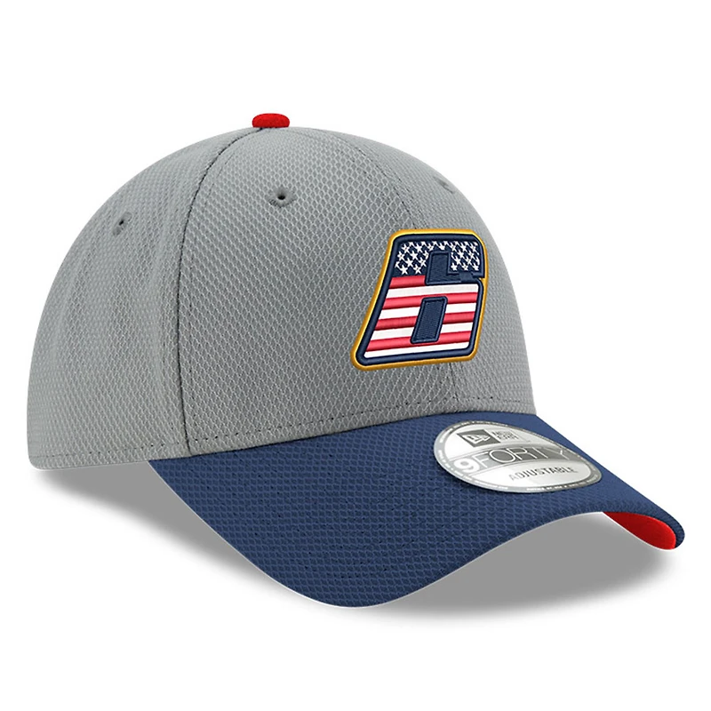 Casquette réglable Brad Keselowski Salute 9FORTY New Era gris/bleu marine pour hommes