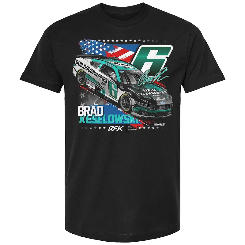 Men's RFK Racing Black Brad Keselowski BuildSubmarines.com Patriotic Car T-Shirt