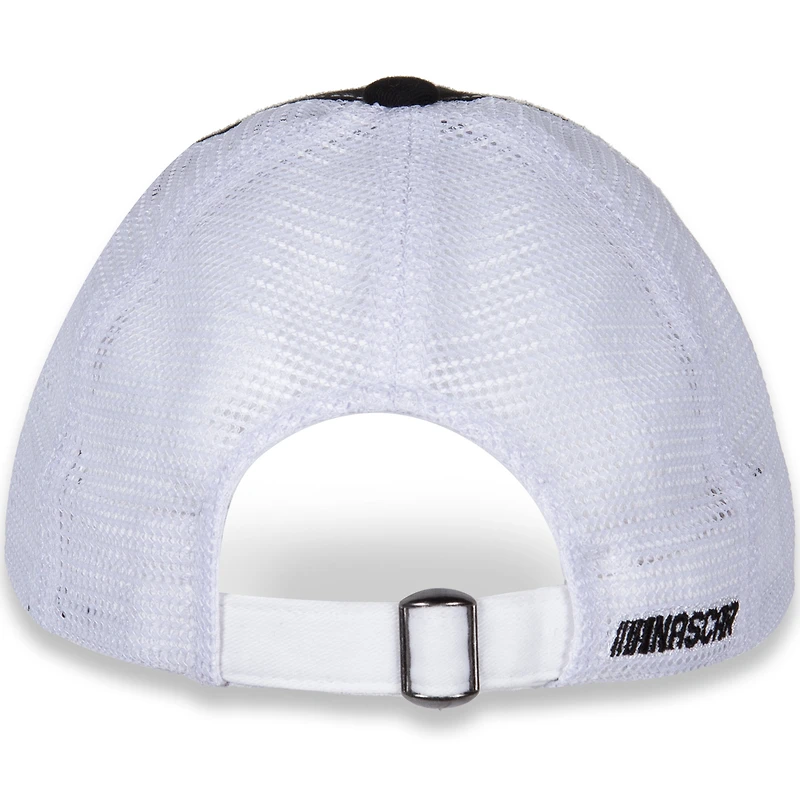 Casquette ajustable avec nom et numéro de drapeau à damier pour femmes, noir/blanc
