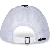 Casquette ajustable avec nom et numéro de drapeau à damier pour femmes, noir/blanc
