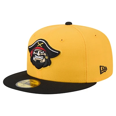 Casquette ajustée 59FIFTY pour homme de la collection authentique Bradenton Marauders New Era jaune/noir