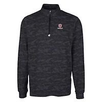 Men's Cutter & Buck Black Bradley Braves Big Tall Traverse Camo Print Stretch Quarter-Zip Pullover Top
