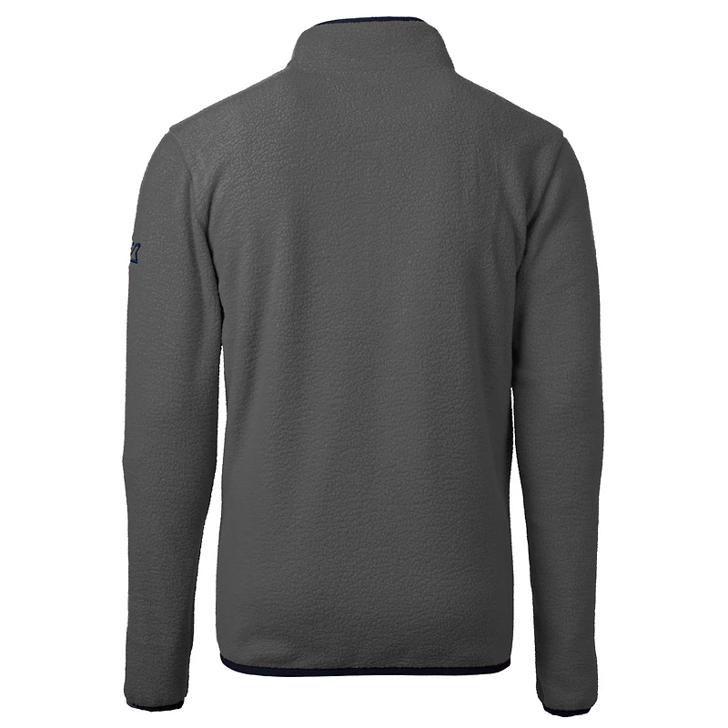 Men's Cutter & Buck  Gray/Black Bradley Braves Cascade Eco Sherpa Fleece Quarter-Zip Pullover Jacket
