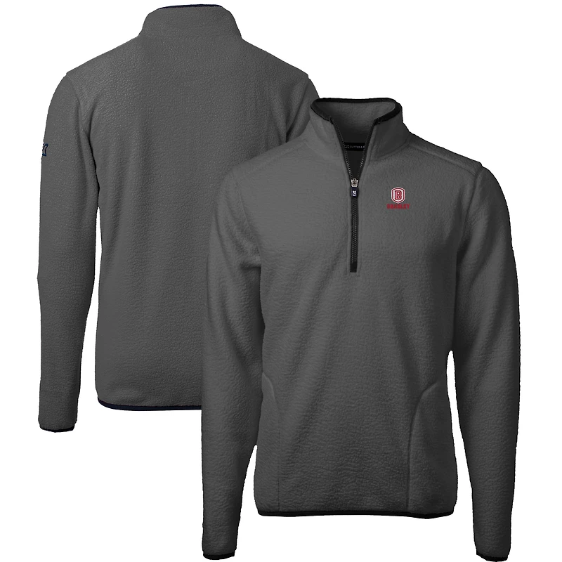 Men's Cutter & Buck  Gray/Black Bradley Braves Cascade Eco Sherpa Fleece Quarter-Zip Pullover Jacket