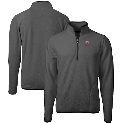Men's Cutter & Buck  Gray/Black Bradley Braves Cascade Eco Sherpa Fleece Quarter-Zip Pullover Jacket