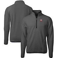 Men's Cutter & Buck  Gray/Black Bradley Braves Cascade Eco Sherpa Fleece Quarter-Zip Pullover Jacket