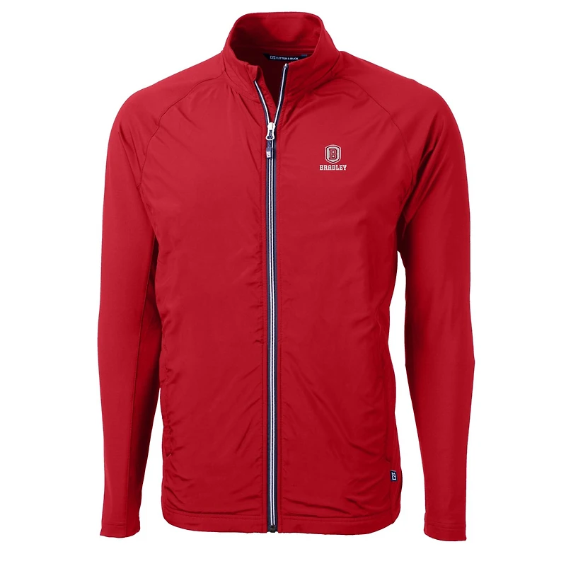 Men's Cutter & Buck Red Bradley Braves Big Tall Adapt Eco Knit Hybrid Recycled Full-Zip Jacket