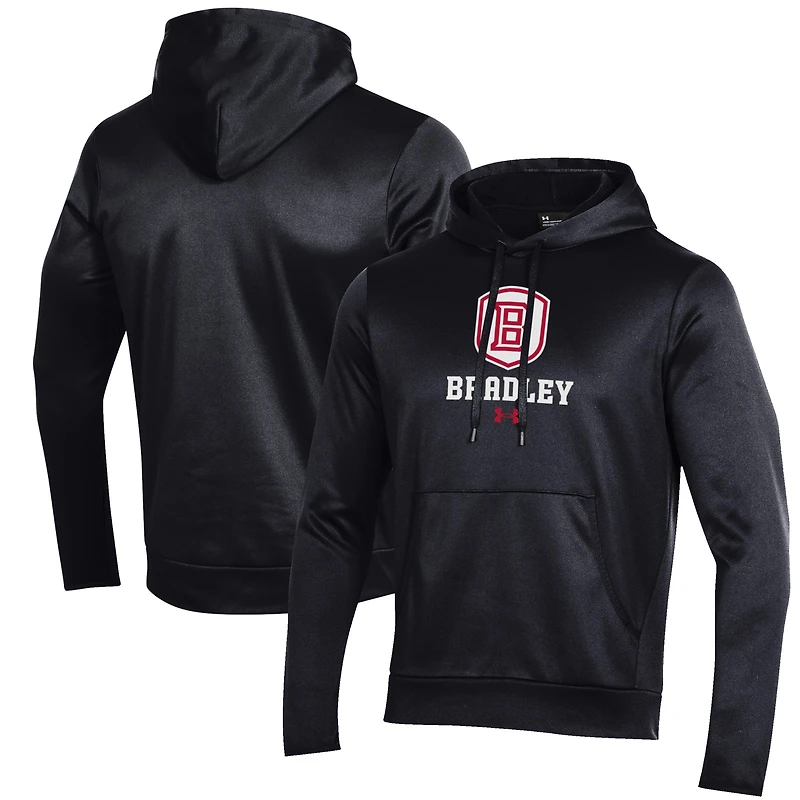 Men's Under Armour Black Bradley Braves Wordmark Performance Fleece Pullover Hoodie