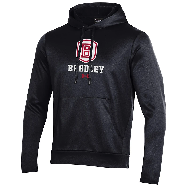 Men's Under Armour Black Bradley Braves Wordmark Performance Fleece Pullover Hoodie