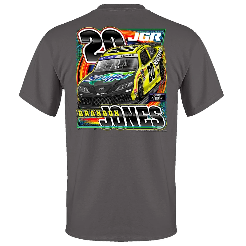 T-shirt pour homme de la collection Joe Gibbs Racing Team, charbon bois, Brandon Jones Menards Car