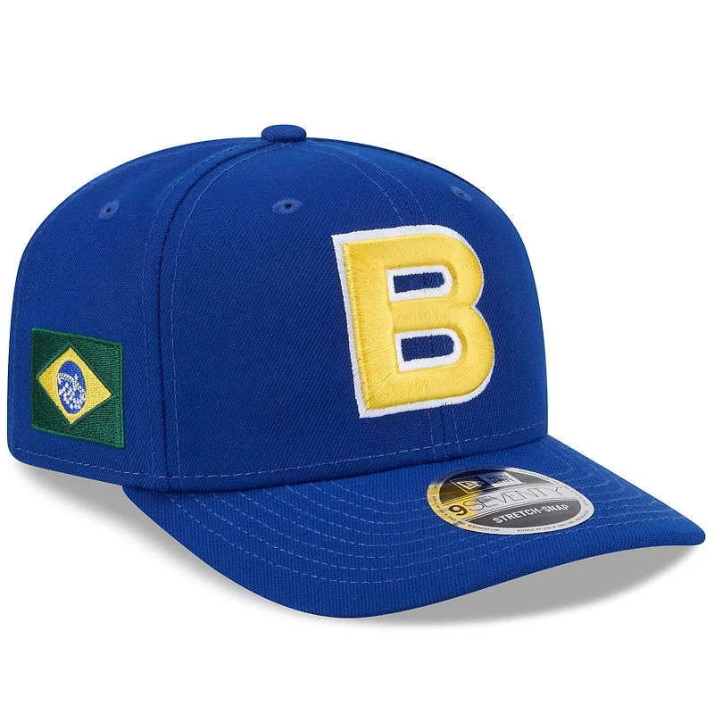 Casquette ajustable New Era bleue pour homme, Brésil, Classique mondiale de baseball 2026, modèle 9SEVENTY