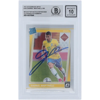 Gabriel Martinelli Brazil National Team Autographed 2021-22 Panini Donruss Optic Rated Rookie #182 Beckett Fanatics Witnessed Authenticated 10 Rookie Card