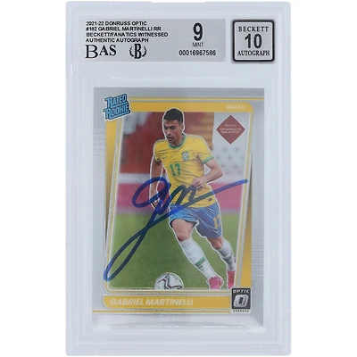 Gabriel Martinelli Brazil National Team Autographed 2021-22 Panini Donruss Optic Rated Rookie #182 Beckett Fanatics Witnessed Authenticated 9/10 Rookie Card