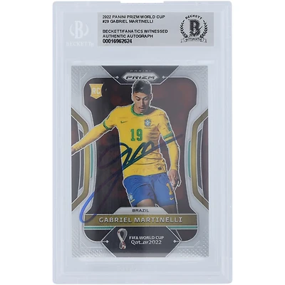 Gabriel Martinelli Brazil National Team Autographed 2022 Panini Prizm World Cup #29 Beckett Fanatics Witnessed Authenticated Rookie Card