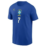 Men's Jordan Brand Vini Jr. Royal Brazil National Team Name & Number T-Shirt