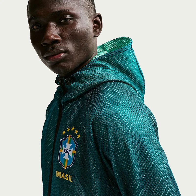 Veste à capuche zippée intégrale Nike Anthem en mesh Dri-FIT, verte, pour homme, équipe nationale du Brésil 2026