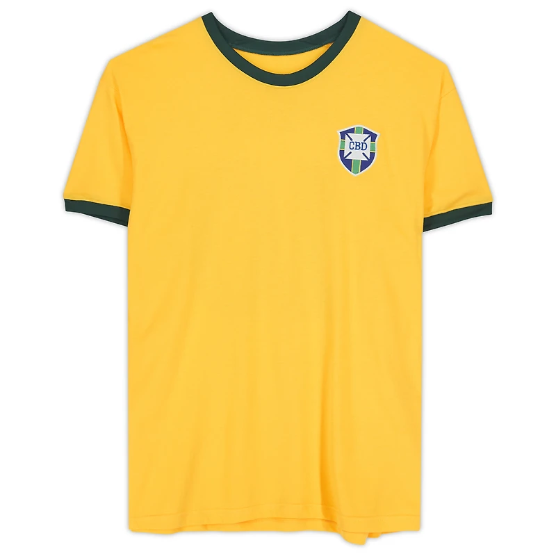 Pele Brazil National Team Autographed Yellow Jersey