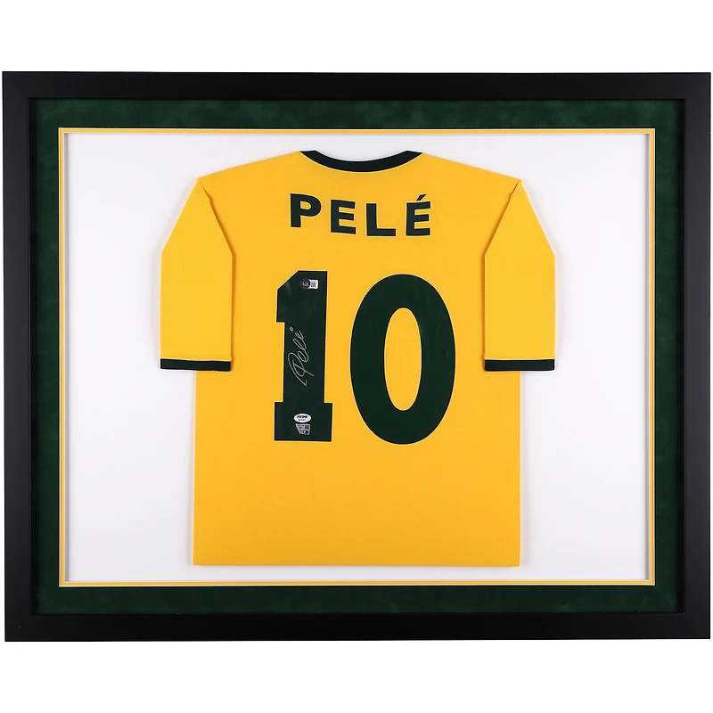 Pele Yellow Brazil National Team Framed Autographed Jersey
