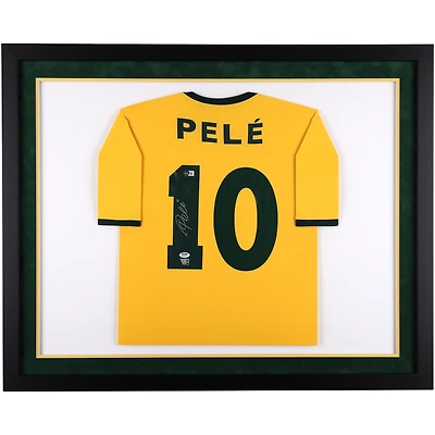 Pele Yellow Brazil National Team Framed Autographed Jersey