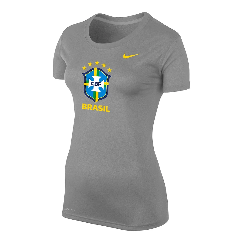 T-shirt de performance légendaire l'équipe nationale du Brésil Nike pour femme, gris chiné