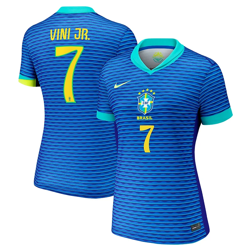 Maillot Nike Vini Jr. bleu pour femme, réplique de l'équipe nationale du Brésil 2024 extérieur