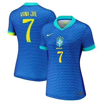 Maillot Nike Vini Jr. bleu pour femme, réplique de l'équipe nationale du Brésil 2024 extérieur