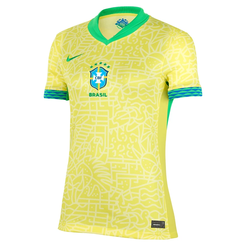 Women's Nike  Yellow Brazil National Team 2024 Home Stadium Replica Jersey