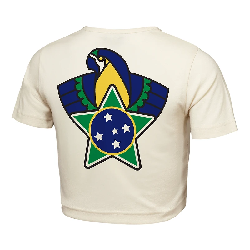 Women's Outerstuff Natural Brazil FIFA World Cup 2026 Elote Squad Cropped T-Shirt
