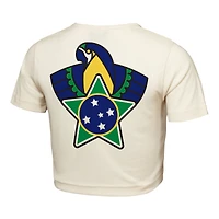 Women's Outerstuff Natural Brazil FIFA World Cup 2026 Elote Squad Cropped T-Shirt